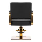 Gabbiano Avila Hair Salon Styling Chair Black & Gold - close-up of the upholstery, frame and footrest details