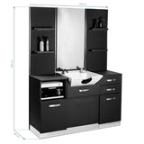 Gabbiano B085 Barber Console With Washbasin Black - isolated on a white background