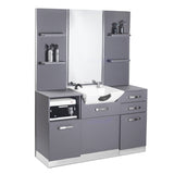 Gabbiano B085 Hairdressing Console With Washbasin Grey - full product view at an angle on a white background