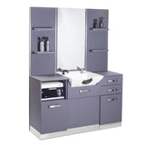 Gabbiano B085 Hairdressing Console With Washbasin Grey - front view of the complete wash unit