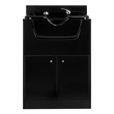 Gabbiano Barber Backwash Station Bb06 Black - side view of the complete wash unit