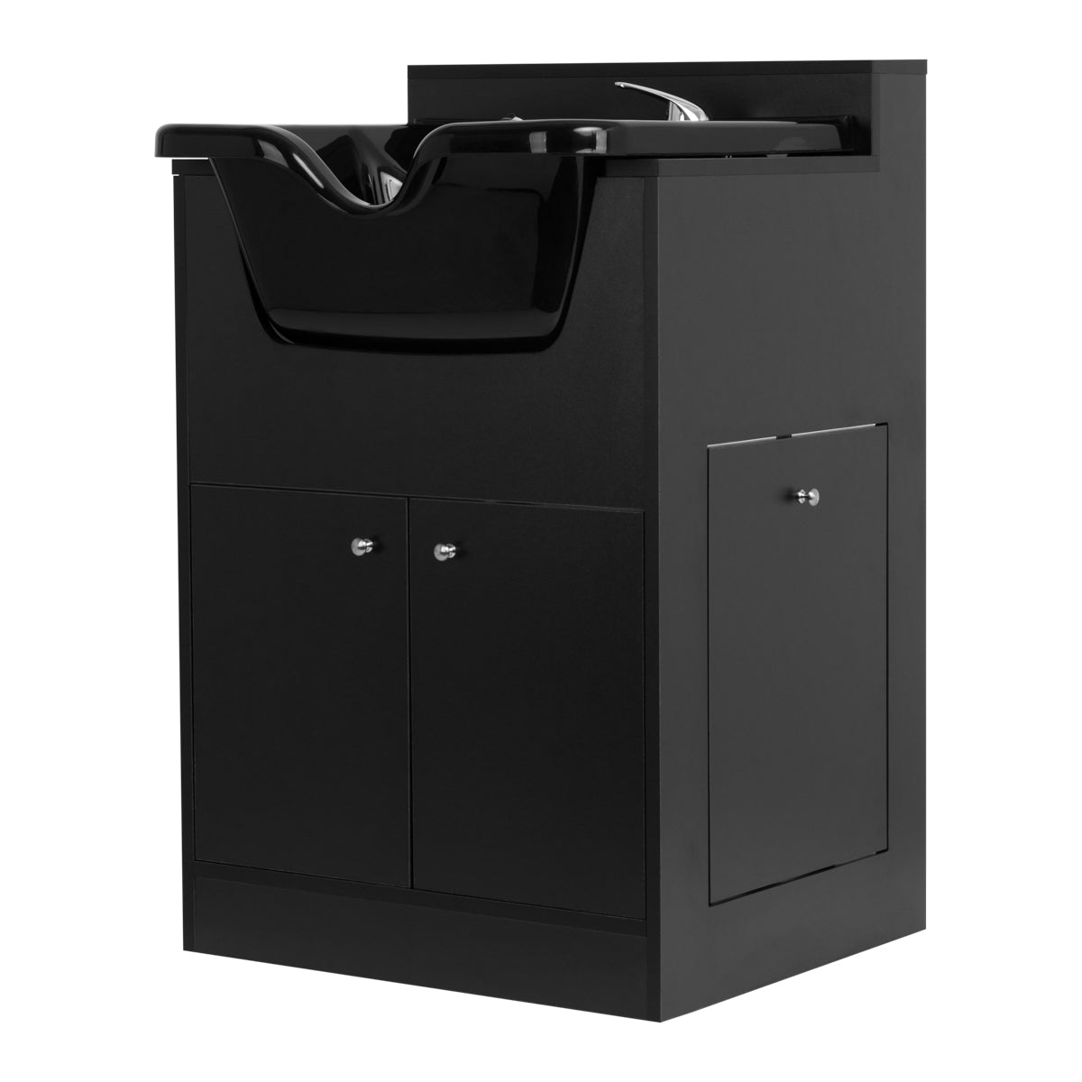 Gabbiano Barber Backwash Station Bb06 Black - rear view showing the basin connections