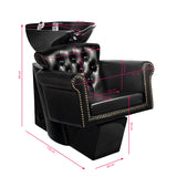 Gabbiano Barber Backwash Unit Berlin Black with Black Bowl - full product view on a white background