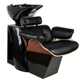 Gabbiano Barber Backwash Unit Florence Black Walnut - full product view at an angle on a white background