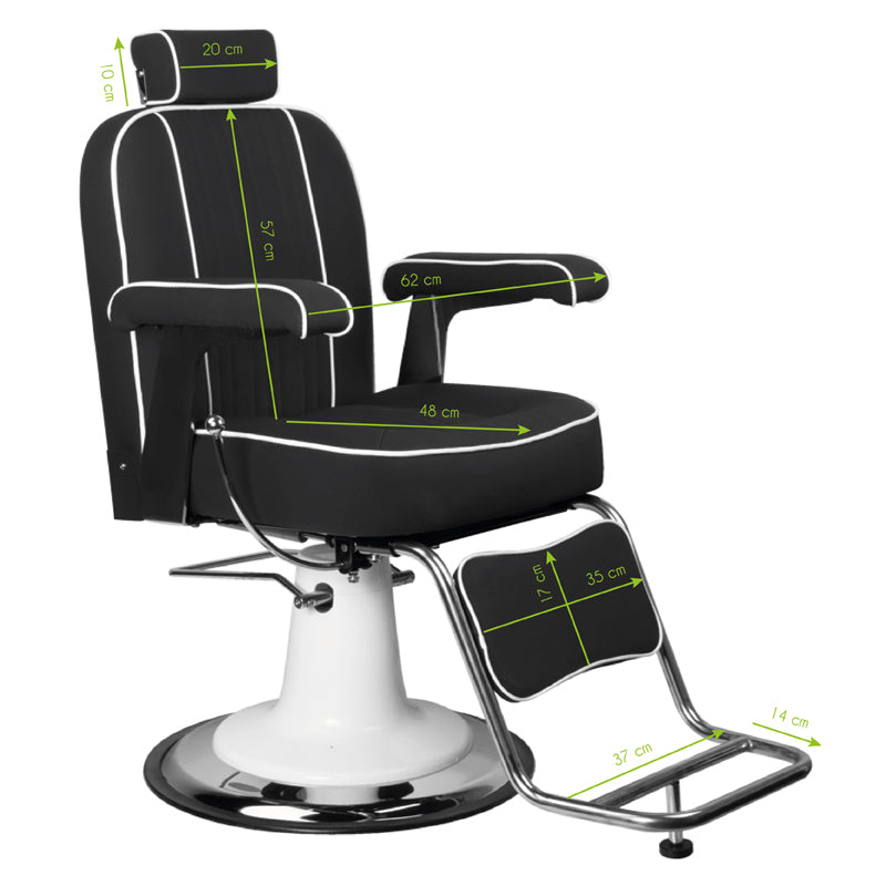 Gabbiano Barber Chair Amadeo Black - side view on a white background