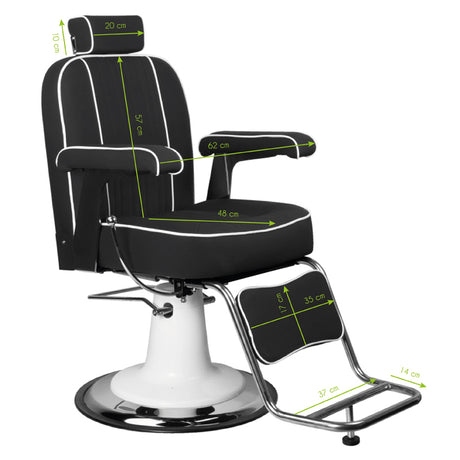 Gabbiano Barber Chair Amadeo Black - side view on a white background