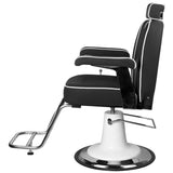 Gabbiano Barber Chair Amadeo Black - rear view on a white background