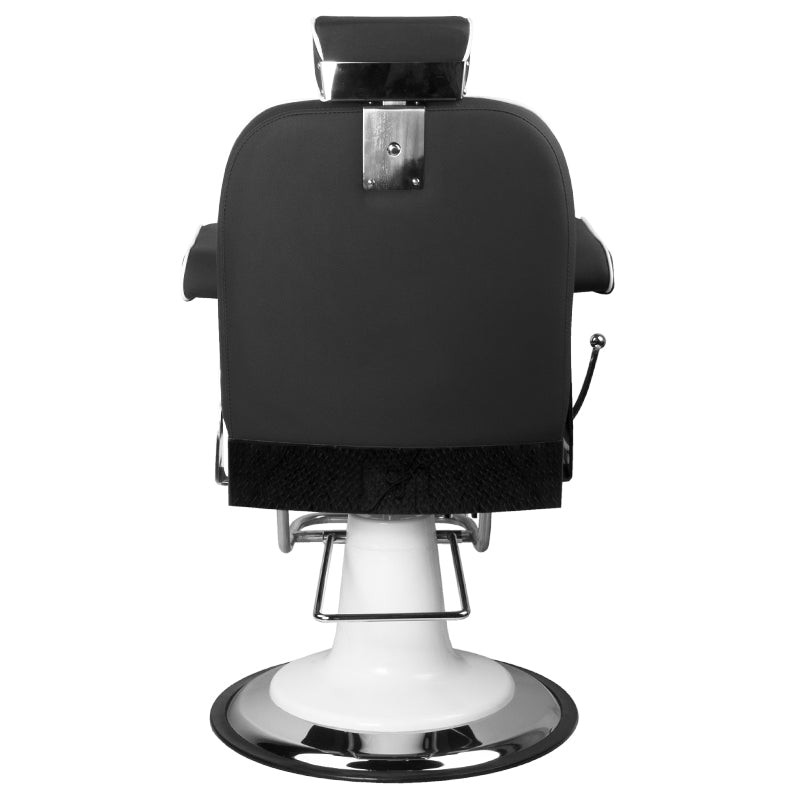 Gabbiano Barber Chair Amadeo Black - close-up of the upholstery, frame and footrest details