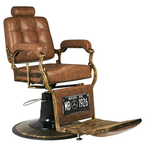 Gabbiano Barber Chair Boss Old Leather Light Brown - angled front view on a white background