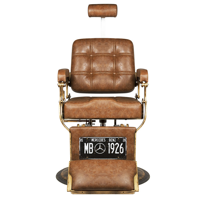 Gabbiano Barber Chair Boss Old Leather Light Brown - front view on a white background
