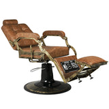Gabbiano Barber Chair Boss Old Leather Light Brown - rear view on a white background