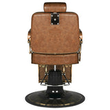 Gabbiano Barber Chair Boss Old Leather Light Brown - close-up of the upholstery, frame and footrest details