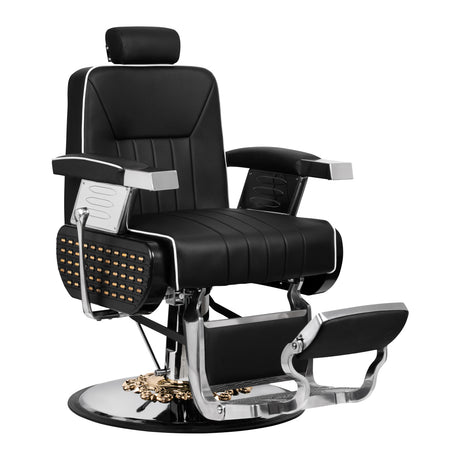 Gabbiano Barber Chair Livio Black - angled front view on a white background