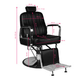 Gabbiano Barber Chair Patrizio Black - side view on a white background
