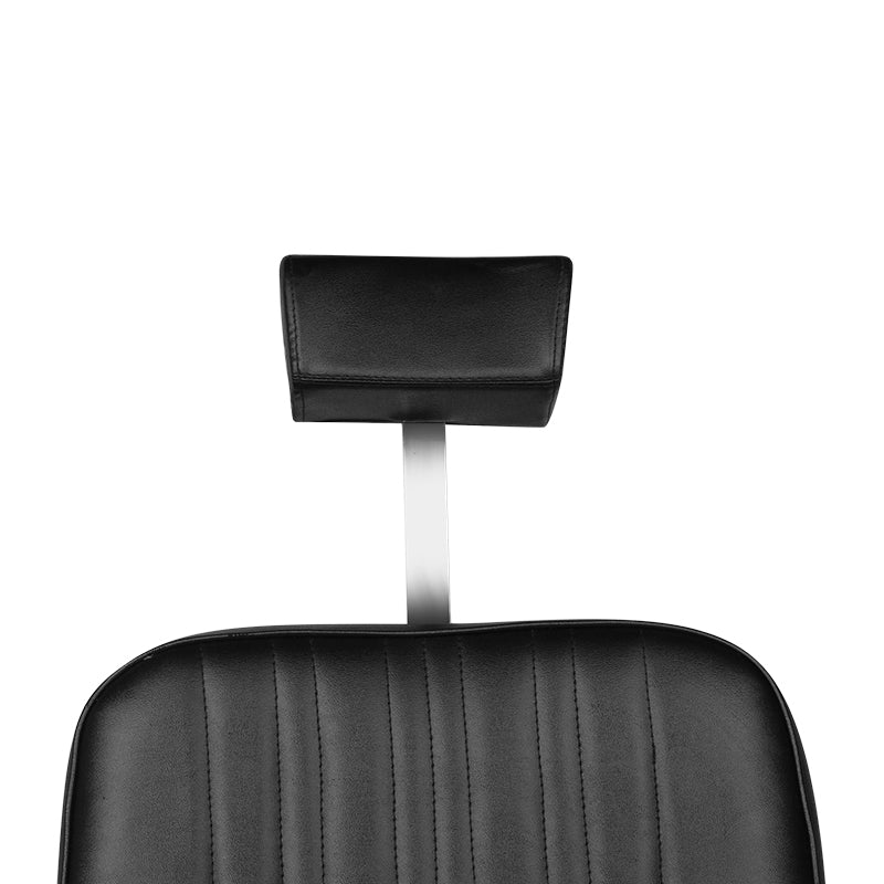 Gabbiano Barber Chair Patrizio Black - close-up of the upholstery, frame and footrest details