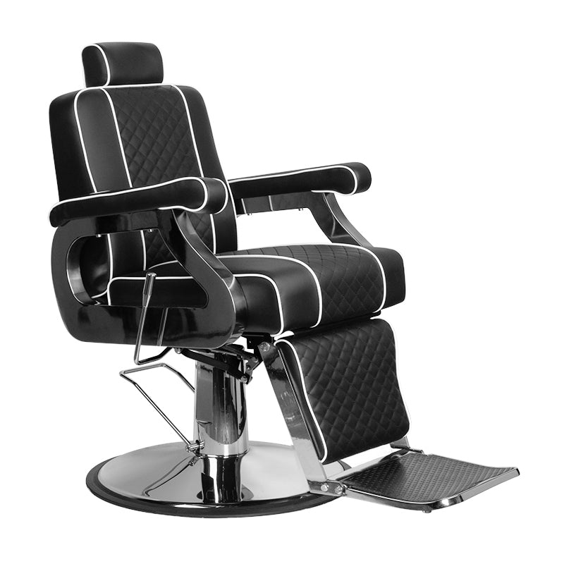 Gabbiano Barber Chair Paulo Black - angled front view on a white background