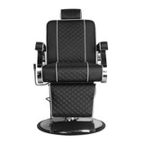 Gabbiano Barber Chair Paulo Black - close-up of the upholstery, frame and footrest details