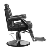 Gabbiano Barber Chair Paulo Black - close-up of the upholstery, frame and footrest details