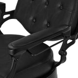Gabbiano Barber Chair President Black - close-up of the upholstery and construction details