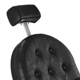 Gabbiano Barber Chair President Black - close-up of the upholstery, frame and footrest details
