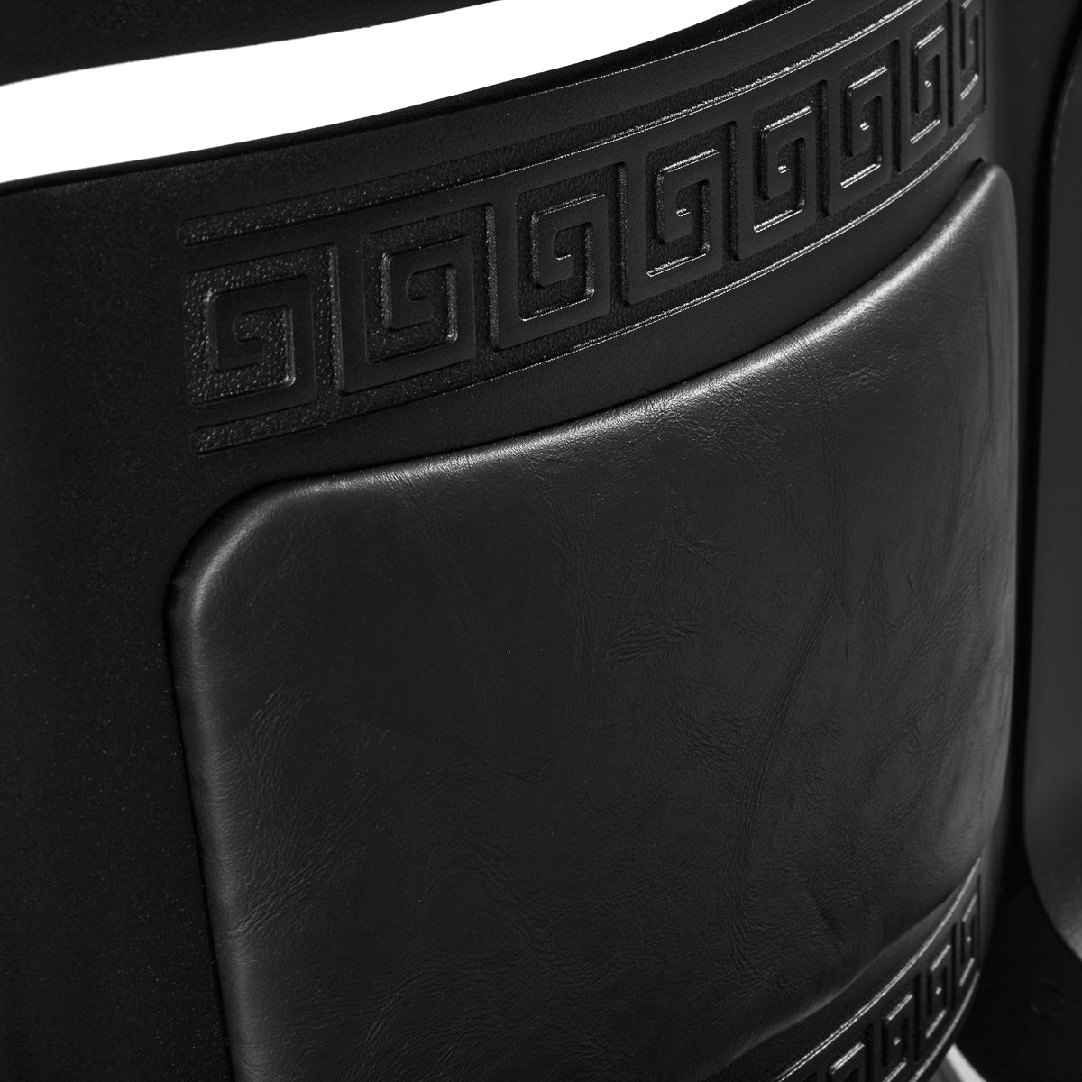 Gabbiano Barber Chair President Black - close-up of the upholstery and construction details