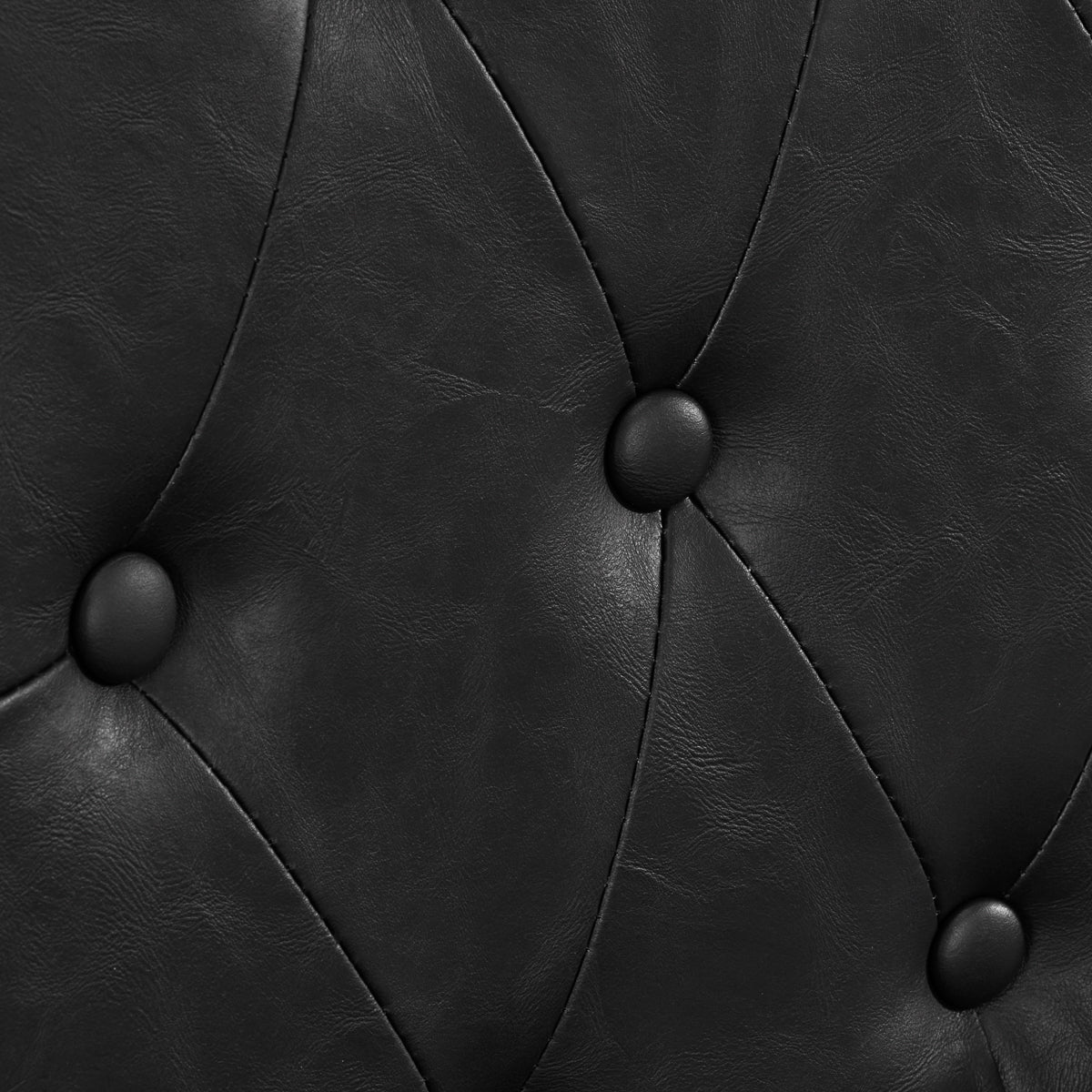 Gabbiano Barber Chair President Black - close-up of the upholstery and construction details