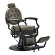Gabbiano Barber Chair President Old Leather Green - angled front view on a white background
