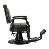 Gabbiano Barber Chair President Old Leather Green - side view on a white background