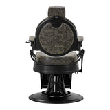 Gabbiano Barber Chair President Old Leather Green - rear view on a white background