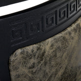 Gabbiano Barber Chair President Old Leather Green - close-up of the upholstery and construction details