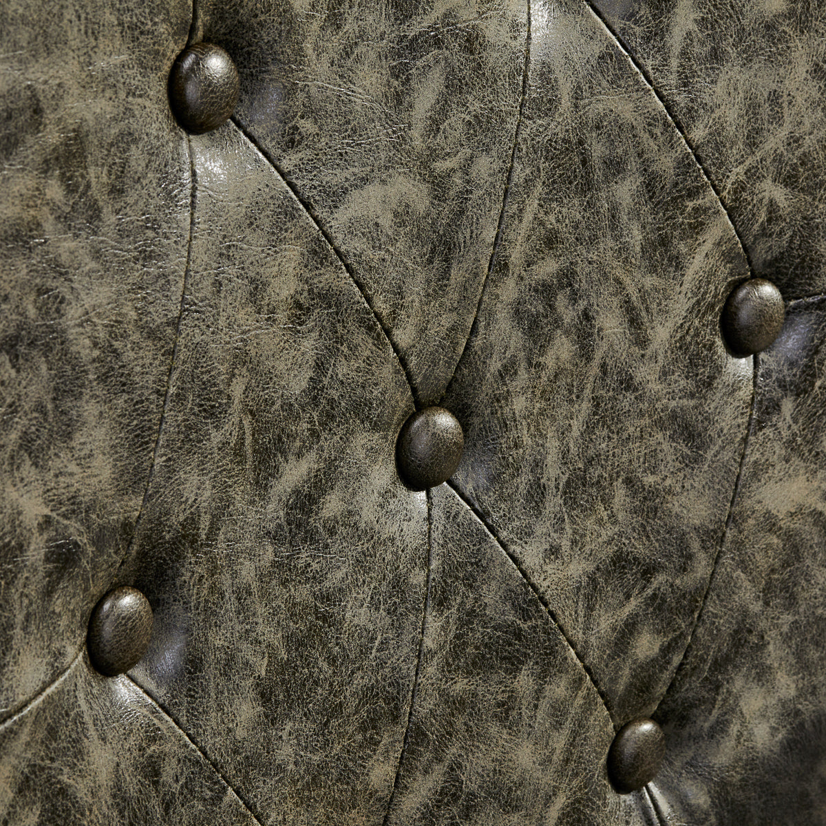 Gabbiano Barber Chair President Old Leather Green - close-up of the upholstery and construction details