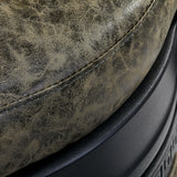 Gabbiano Barber Chair President Old Leather Green - close-up of the upholstery and construction details