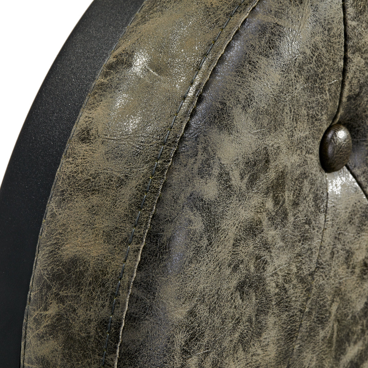 Gabbiano Barber Chair President Old Leather Green - close-up of the upholstery and construction details