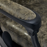 Gabbiano Barber Chair President Old Leather Green - close-up of the upholstery and construction details