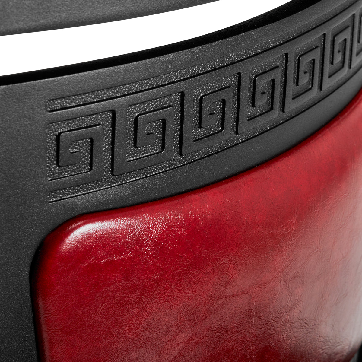 Gabbiano Barber Chair President Red - close-up of the upholstery and construction details