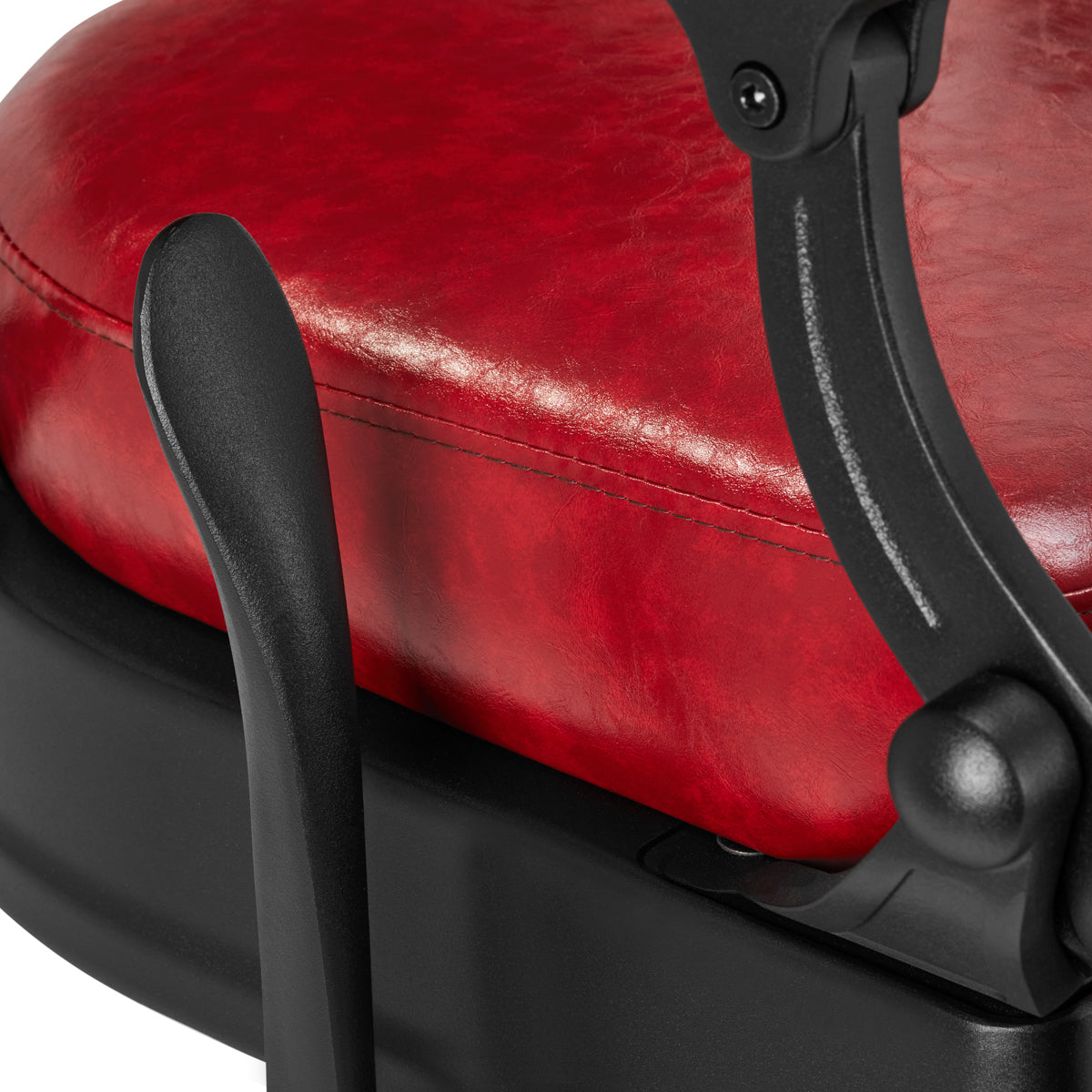 Gabbiano Barber Chair President Red - close-up of the upholstery and construction details