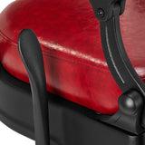 Gabbiano Barber Chair President Red - close-up of the upholstery and construction details