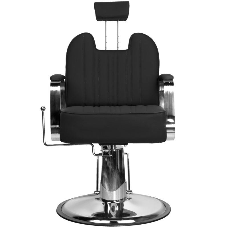 Gabbiano Barber Chair Stern Black - front view on a white background