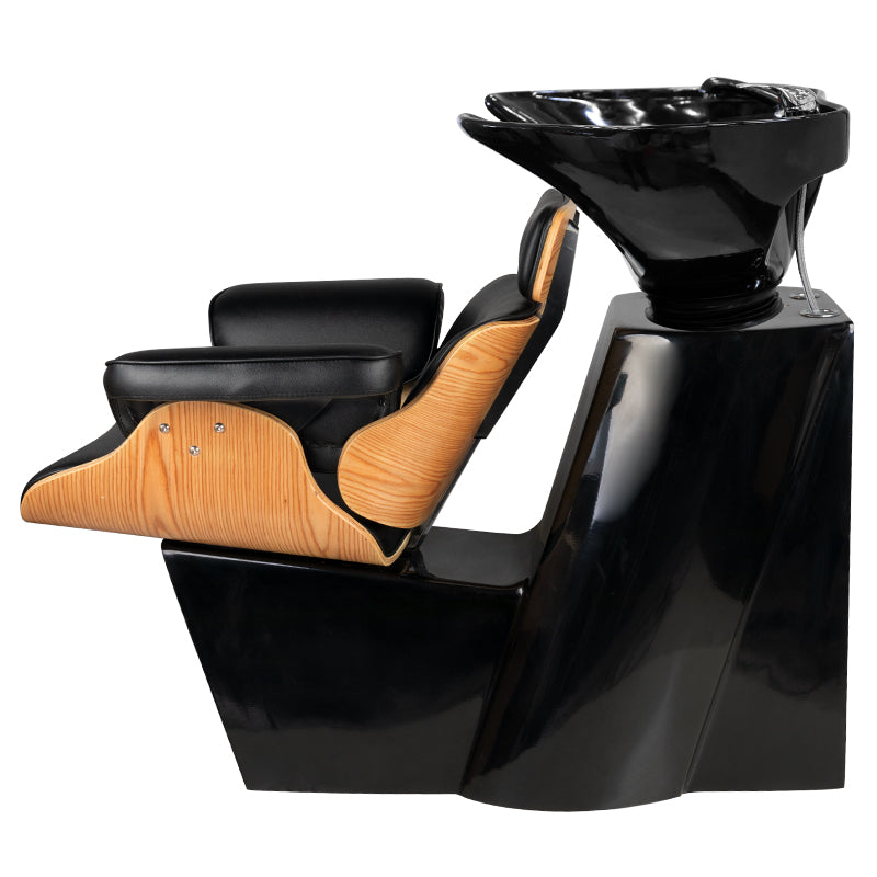 Gabbiano Barber Hair Wash Unit Florence Black - front view of the complete wash unit