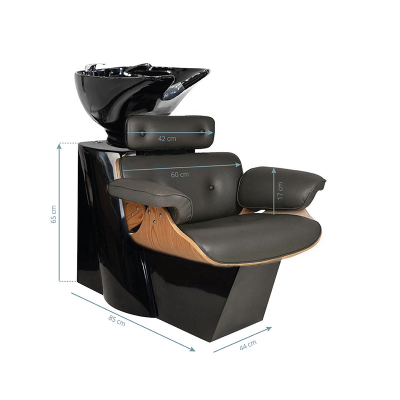 Gabbiano Barber Hair Wash Unit Florence Grey - full product view on a white background
