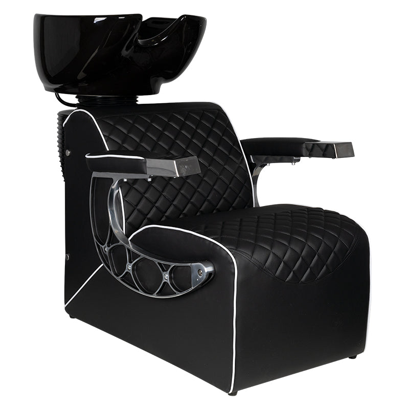 Gabbiano Barber Hair Wash Unit Simone Black - full product view at an angle on a white background