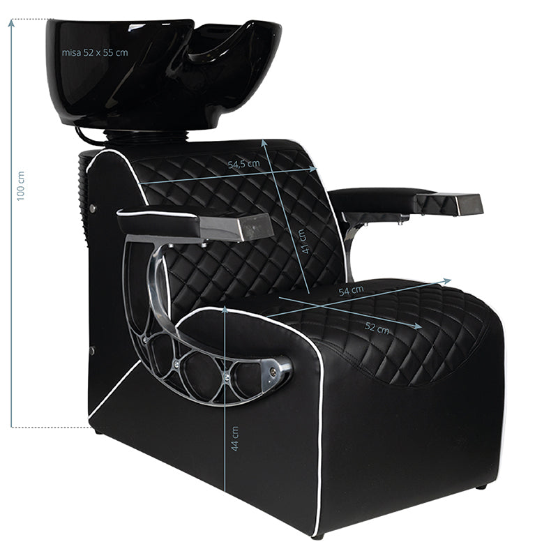 Gabbiano Barber Hair Wash Unit Simone Black - full product view on a white background