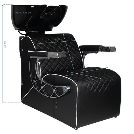 Gabbiano Barber Hair Wash Unit Simone Black - full product view on a white background
