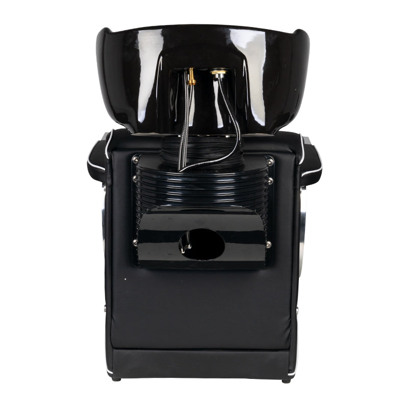 Gabbiano Barber Hair Wash Unit Simone Black - side view of the complete wash unit