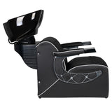 Gabbiano Barber Hair Wash Unit Simone Black - rear view showing the basin connections