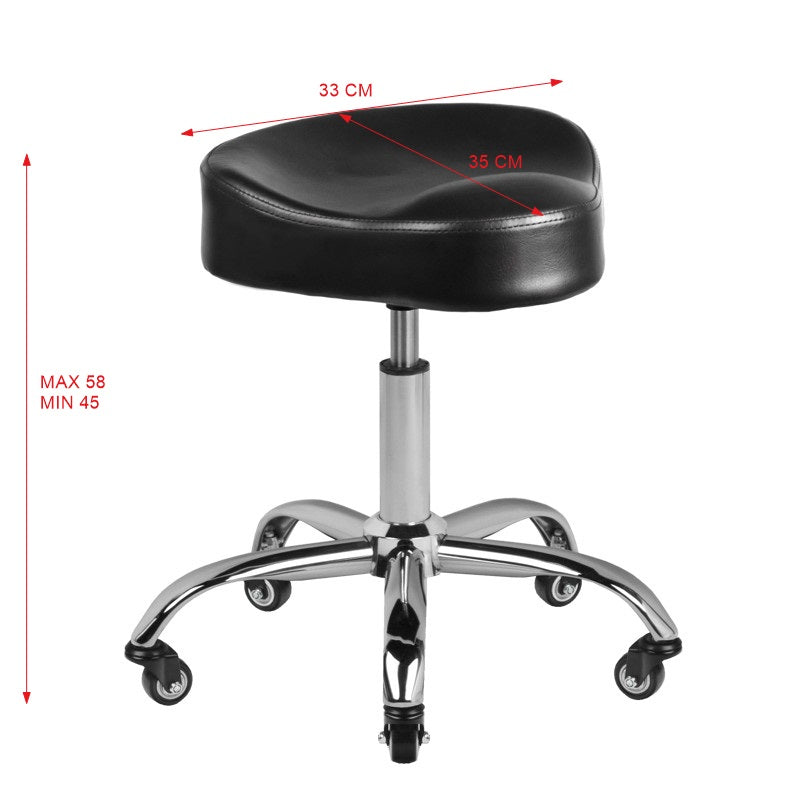 Gabbiano Beauty Salon Stool A450 Black - full product view on a white background