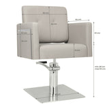 Gabbiano Bergamo Hair Salon Styling Chair Beige - dimensions and measurements shown