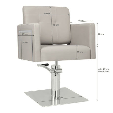 Gabbiano Bergamo Hair Salon Styling Chair Beige - dimensions and measurements shown