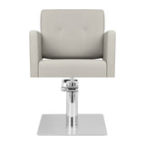 Gabbiano Bergamo Hair Salon Styling Chair Beige - close-up of the upholstery, frame and footrest details