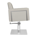 Gabbiano Bergamo Hair Salon Styling Chair Beige - close-up of the upholstery, frame and footrest details
